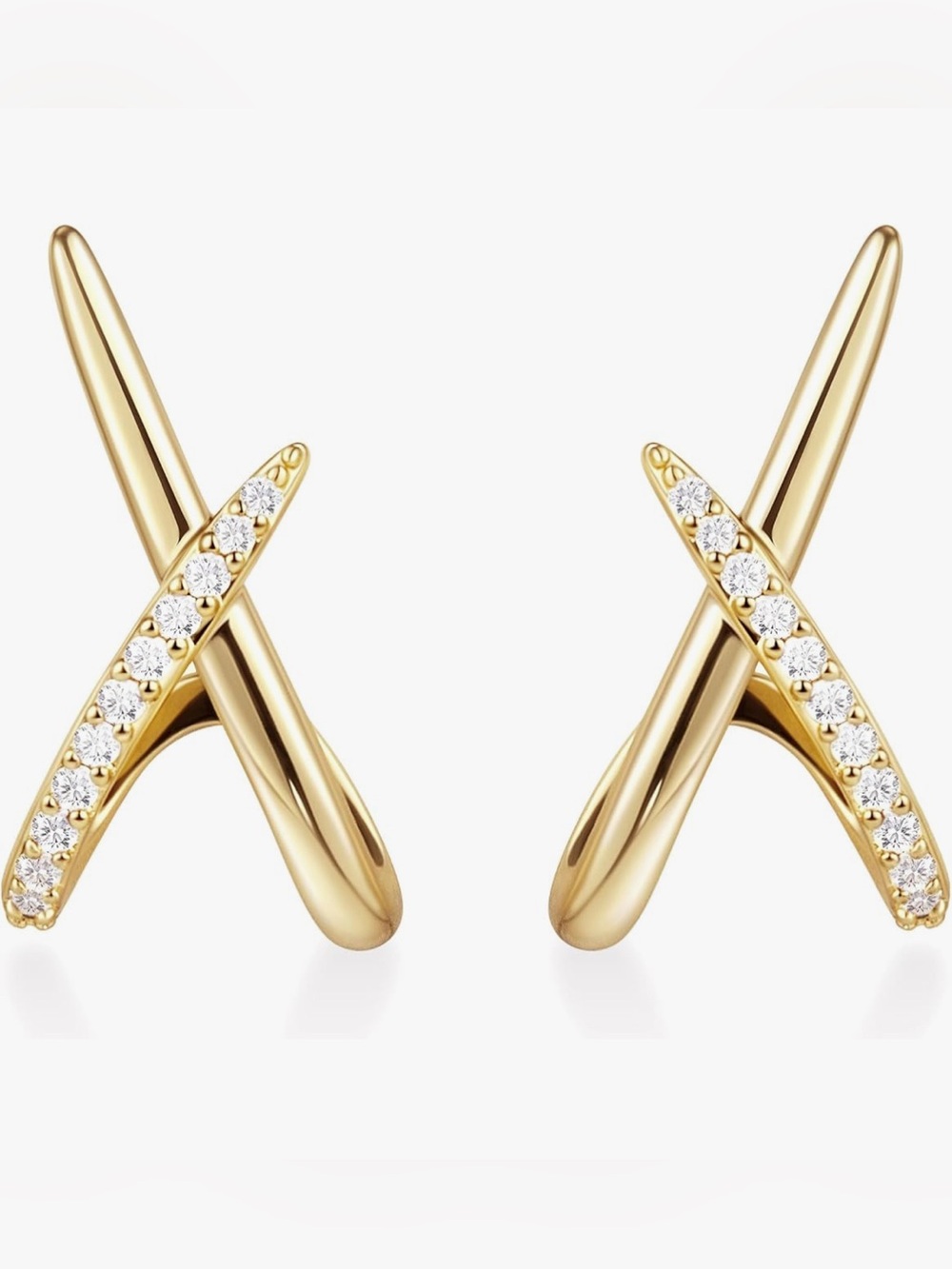 Adorable  Neiman Marcus 18kt Gold vermeil white topaz X stud earrings